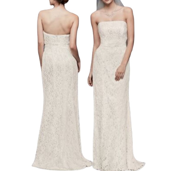 David's Bridal Dresses & Skirts - David’s Bridal Galina S8551 Allover Beaded Lace Sheath Empire Waist Strapeless